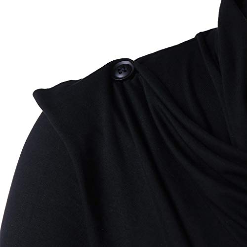Xxbr Tops For Mens, Men's Knight Punk Vintage Style Long Sleeve Asymmetric Hem Cowl Neck Teen Boys Gothic Pullover Hoodies Hooded Sweatshirts Pullover Premium Outwear Jumper Sweater For Mens #TOP5