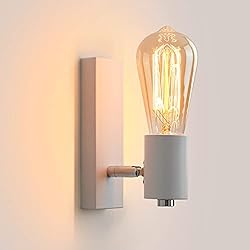 Lamparas De Pared Novey Lightess Apliques de Pared Interior 350° Giratorio y 90° Ajustable Lámpara de Pared Blanco Luz de Metal Industrial Minimalista Iluminación E27 para Dormitorio, Cocina, Restaurante, Bar, Sin Bombilla