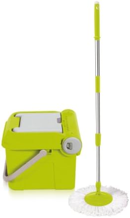 Maxpin Ultra-Durable Spinning Mop with Dual Function Bucket, Extended Stainless Steel Mop Pole and Round Mop Base, Green