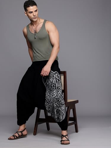 Image of The Veshti Company Printed Harem Pants for Men's Cotton Hippie Style Baggy Boho Yoga Pajama Pant with Pocket