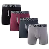 BAMBOO COOL Men's Breathable Underwear Moisture-Wicking Mesh Bamboo Boxer Briefs Performance 4 Pack(