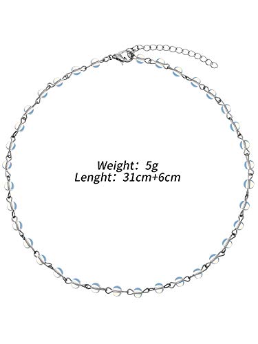 BBTO 9 Pieces Women Girls Sliver Layered Chain Choker Necklace Layered Pendant Choker Jewelry Set 6