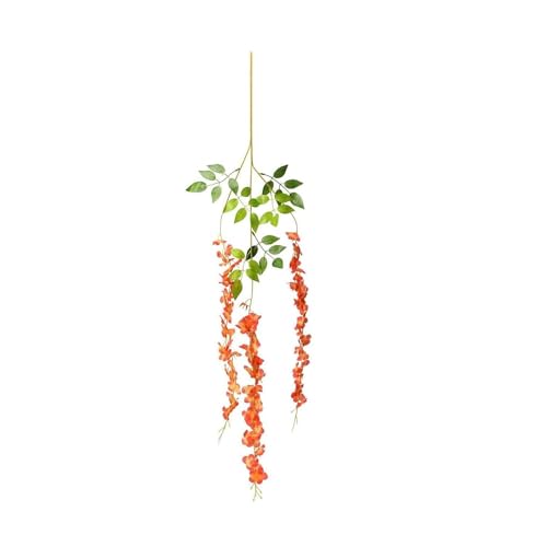Image of 6 Pcs Artificial Polyester Hanging Flower Wisteria Vines Fake Flowers Vines for Home Party Wedding Garden Outdoor Greenery Decoration (6, Orange)