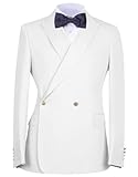 Mens Tuxedo Blazers Double Breasted Suit Jacket Blazer for Men Slim Fit Suit Separate Jacket for Prom Business White Medium