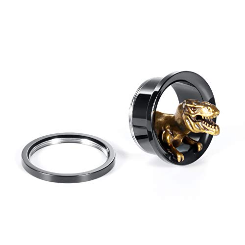 TBOSEN 2PCS Stainless Steel Black Gold Plugs and Tunnels Ear Gauge Stretcher Plug Jewelry Piercing Expander Gauges 2g - 1 inch 6mm-25mm3