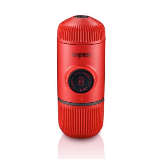 WACACO Nanopresso Portable Espresso Maker, Upgrade Version of Minipresso, 18 Bar Pressure, Red Patrol Edition, Small Travel Coffee Maker, Manually Operated, Compatible with Ground Coffee