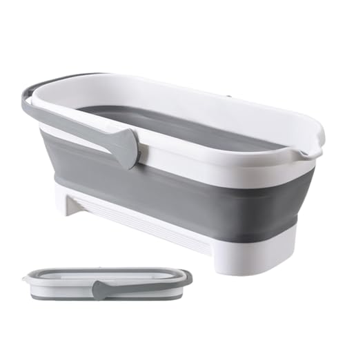 Pequeño cubo de fregona – Cesta de agua rectangular portátil para lavandería, cesta de agua plegable | Cubo de limpieza del hogar con asa, cubo de suelo, cubo de basura para camping, limpia la cola