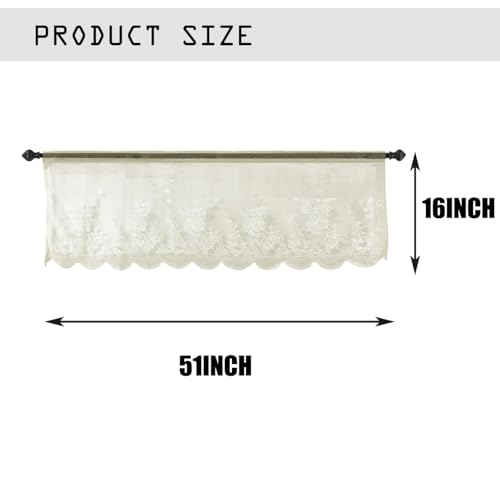 Image of piercing Curtains for Kitchen, Lace Curtains, Kitchen Window Curtains, Sheer Curtains, Kitchen Curtains 29 inchx39 inch Tier 1-Panel Rod Pocket Floral Scalloped Cafe Light Filter White (Lace)