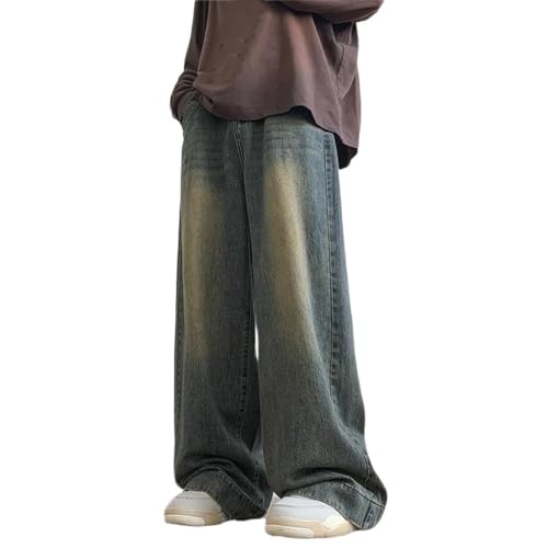 Men Baggy Distressed Denim Pants Casual Wide Leg Vintage