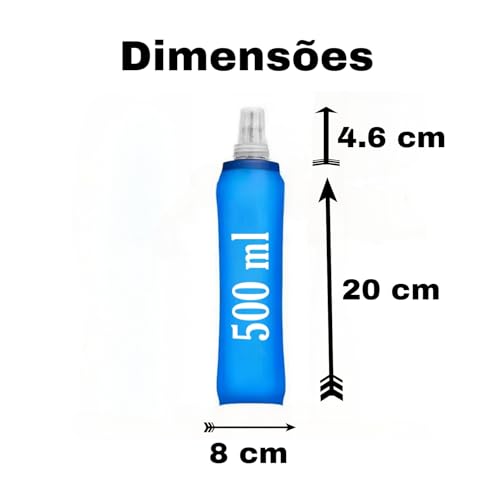 Garrafa Dobrável Soft Flash 500ml Squeeze Bico Anti Vazamento Corrida Bike Ciclismo Hidratação Reuti
