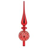 Photo Gallery com-four® cima dell albero di natale lucida - cima dell albero di natale in vero vetro per natale - cima dell albero di natale per l albero di natale (31 cm - rosso allegro)