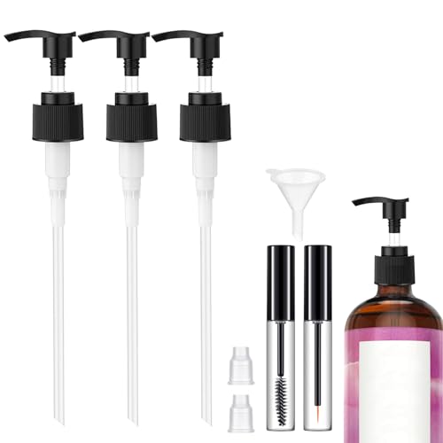 3 Pack Pump Dispenser Compatible with Queen of Thrones & Heritage Castor Oil & Rejuvenaturals, Plastic Pump for 16oz Bottle-1'' Mouth, Queen Dispenser with Empty Mascara Tube (Oil not Included