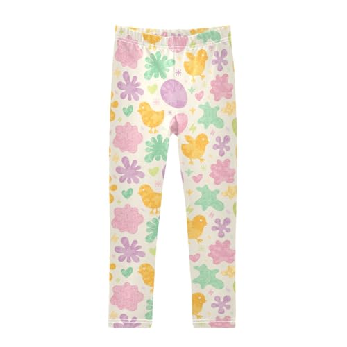Chicken Flower Egg Girls Leggings,Workout Leggings for Girls Toddler Athletic Leggings Size for 3-10T