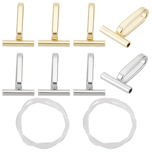 Image of PLIGREAT 8 Pcs Brooch Converters Horizontal Pin Brooch to Pendant Converters for Changing Brooches and Pins to Pendants with Silicone Tube Hoses Metal Brooch Pin Pendant Converters (Gold, Silver)