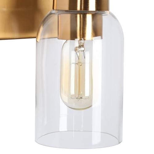 Image of Black Gold Wall Sconce, Modern Brass Sconce Wall Lighting with Clear Glass Shade for Bathroom, Hallway, Kitchen, and Bedroom