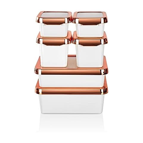Vip Ahmet 6-Piece Food Container Set Storage Container Starter Set White Copper Cover