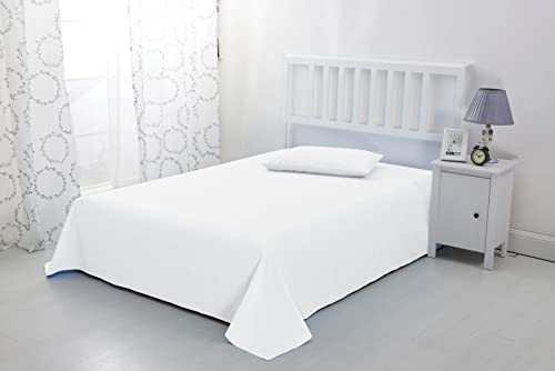Sonia Linens Home Basic Soft Brushed Microfibre Flat Sheet - Non Iron Breathable Hypoallergenic Top Sheet (White Single)