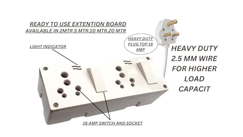 Image of 16 Amp Electrical Combination Box with 2 Switch and Socket Pairs, Ceramic Body, White