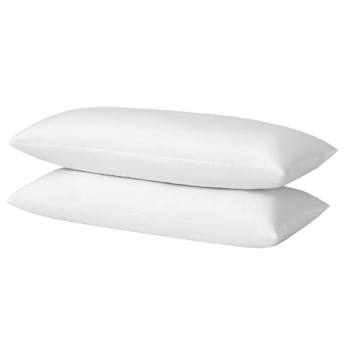 Image of basic home Hotel-Style Goose Feather Body Pillow Insert for Sofa & Bed - 100% Odorless & Plump Cushion Filler - 233TC Cotton with Inner Liner to Prevent Poking (14x36 Inch)