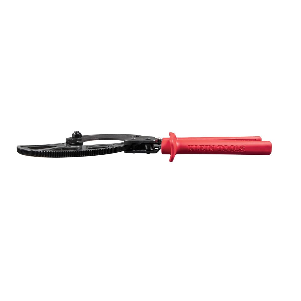 Klein Tools 63750 Cable Cutters, Ratcheting Cable Cutter Cuts Up to 1000 MCM, Great for Cable Preparation Red - Image 4