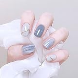 LIGHT RAIN Press on Nails Short - Calm, 3D Luxury Reusable Seven Layers Gel UV Finish False Nails, H