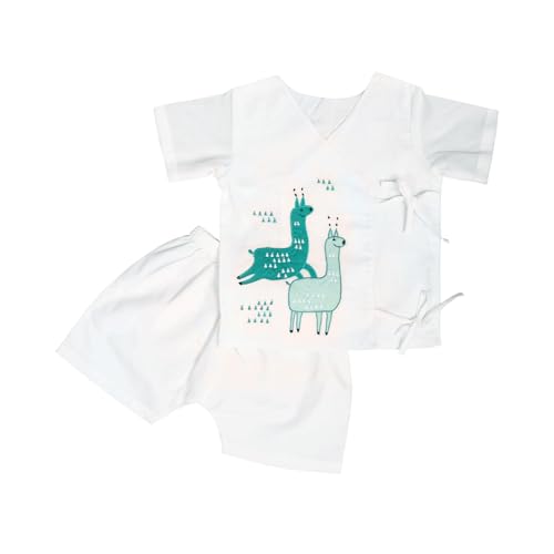 Image of Organic Cotton Jhabla Set for Infants and Toddlers | Front Buttons Unisex Jabla | Soft Mulmul
