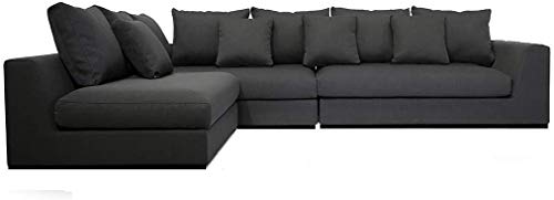 Image of Homax. SF126 Solid Sal Wood Fabric Upholstered Sofa Set 5 Seater Interchangeable Modular, Sectional, Corner L Shaped Sofa Set for Living Room Furniture, Grey Color