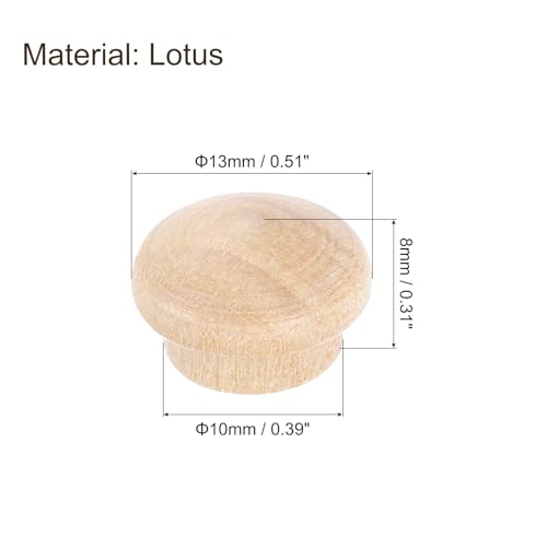 Image of uxcell 36Pcs Wood Button Plugs, 10mm /0.39 inch Hardwood Screw Hole Plug Mushroom Wooden Caps Buttons Wood Plug for Furniture Woodworking Craft Decor (13mm x 10mm)