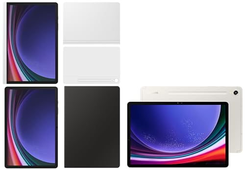 Image of Samsung Galaxy Tab S9 RAM 8 GB, ROM 128 GB, Wi-Fi Tablet, Beige with S9 Screen Protector, Transparent & S9 Book Cover Keyboard, Black & S9 Notepaper Screen, White & S9 Smart Book Cover, White