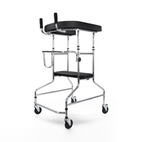 XBDLYQBD Andador Vertical, Ayuda para Caminar para Personas Mayores, Andador Plegable para Ponerse de pie, Capacidad de Carga de 100 kg, con reposabrazos Acolchados, 10 escalones de Altura Ajustable