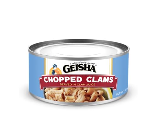 GEISHA Chopped Clams(Razor Clams) in Clam Juice 7oz(Pack of 12) | Zero Sat Fat & Trans Fat – Wild Caught – Good for Clam Chowder – Gluten Free – No MSG – NON-GMO