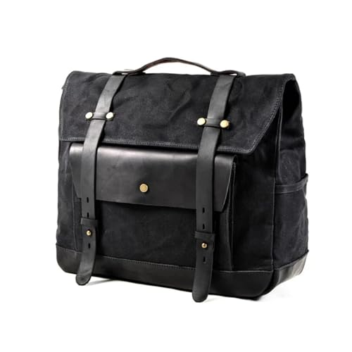 オートバシートバッグ レトロバイクサドルバッグ 防水サイドバッグ 大容量サドルバッグ キャンバス バックパック ヴィンテージ バイク用 シートバッグ(Black 1)