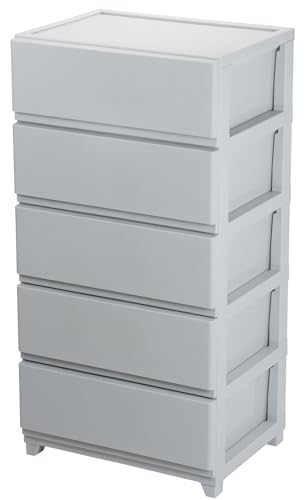 JEJアステージ(JEJ Astage) 収納ケース デコニー シーヴォ 5段 ワイド ライトグレー簡単組立 日本製 幅54×奥行41.5×高さ106.1cm