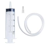 200ml Syringe with Tube and Tip Adapter, Large Plastic Syringe with 27.6-Inch Hose (Inner Diameter...