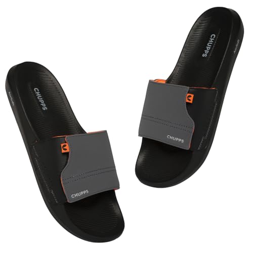 Image of CHUPPS Vapor Navy & Grey Drift Orthopedic Slippers | Soft Footpharma Footbed | Breathable Ventilation Holes | Lightweight Flip Flops | Anti-Skid Chappals for Everyday For Mens