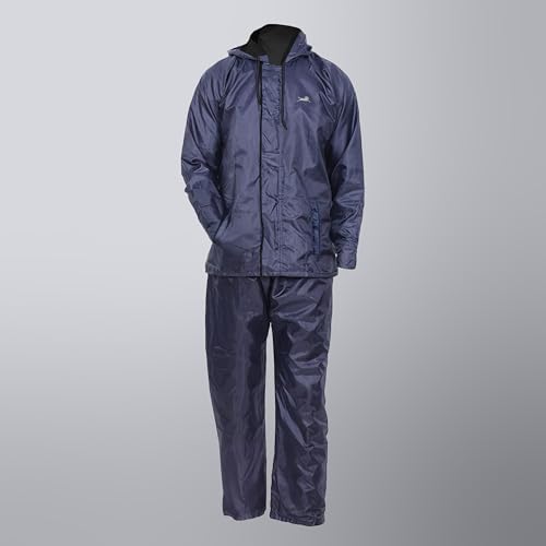 Image of TVS Unisex Double Layer Polyester Raincoat with Pant and Adjustable Drawcord for Hoodie
