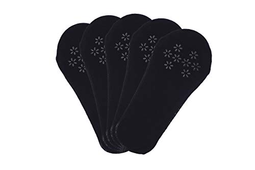 Women's Lace Casual No Show Non-skid Boat Socks Set of 5 (Black Style 2)2