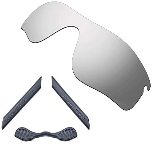 Verres polarisés anti-reflet argentés et kit caoutchouc gris pour Oakley Radarlock Path
