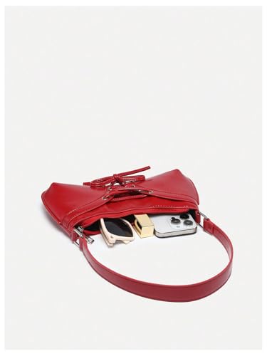 Image of Verdusa Women's Y2K Purse Coquette Bow Tie Vintage Shoulder Bags Lace PU Leather Kawaii Handbag