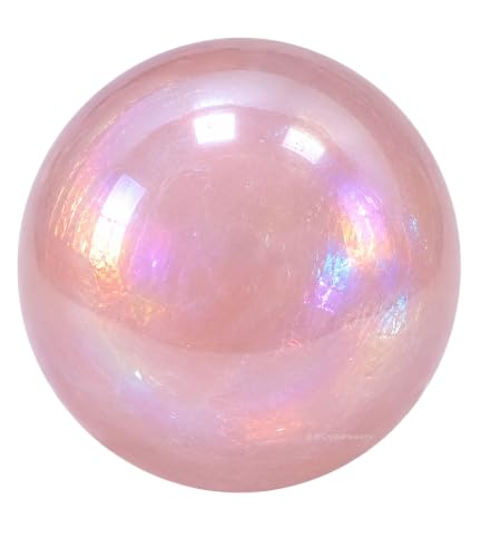 Image of Certified Angel Aura Rose Quartz Crystal Ball for Meditation - Premium Crystal Vastu Items for Home and Feng Shui Items for Good Luck - Ideal for Pooja Supplies and Spiritual Practices (2.5 inch Inch)
