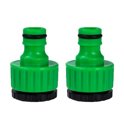 2 Piezas Conectores de Grifo De Jardín, Adaptador y Reductor para Unión de Grifo con Manguera | 1/2' y 3/4' | Conexión Rápida y Fácil para Mangueras de Agua (Green)
