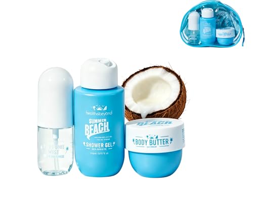 GLOSS ! Coffret Bain – Moment Détente -Kit Produit Soin Plage– Parfum Sea Breeze – Style Moderne – TRIO SEA BREEZE