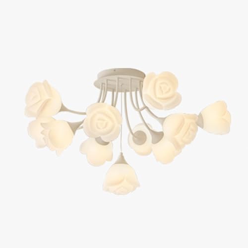Plafond à Fleurs LED Rose Lustre G9 Crème 7heads pour Éclairage Maison