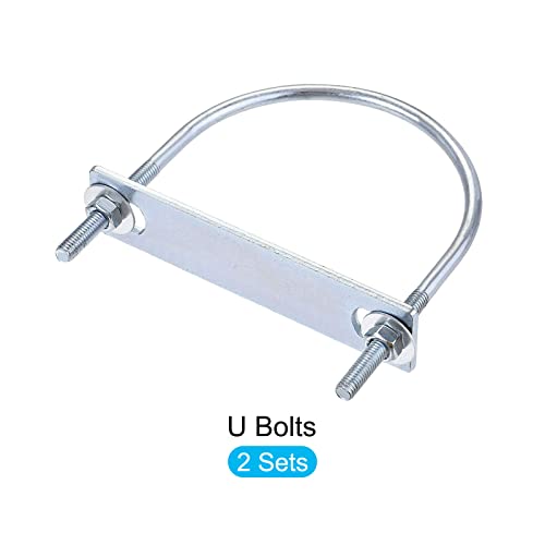 Image of METALLIXITY U Bolts 2 Sets (M6x95x110mm), Round U Bolt Steel with Accessories - for Construction, Pipe