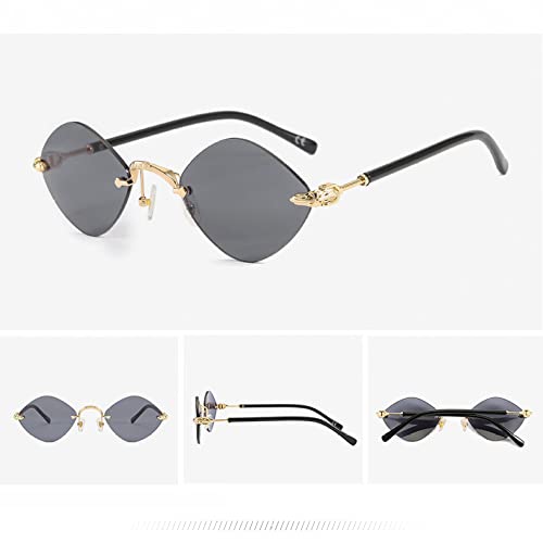 Small Rimless Steampunk Sunglasses Women Men Rhombus Sun Glasses Ladies Retro Style Travel UV4004