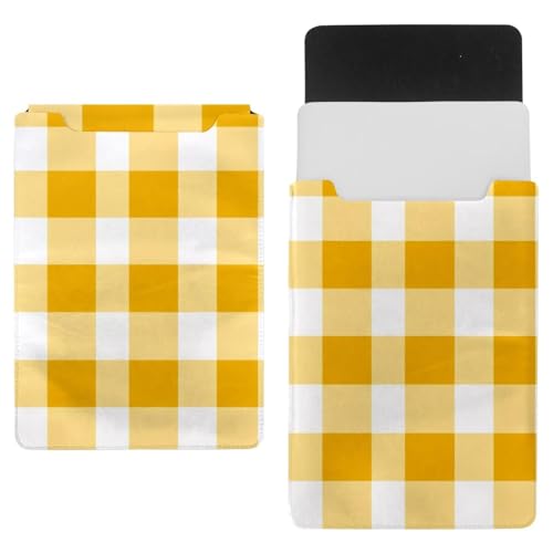 Protection ordinateur 13 pouces pour le bureau avec intérieur velours jaune et blanc