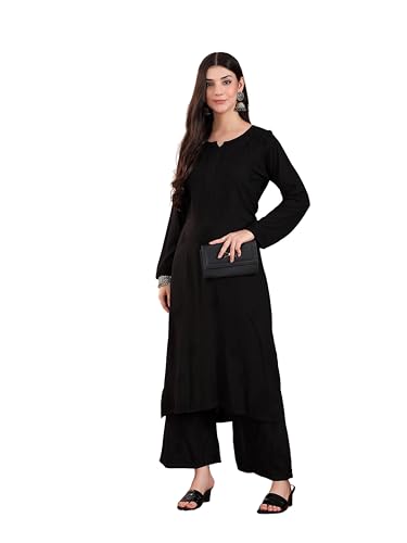 Image of POSHAK CHIKAN STUDIO Women's Hand Embroidered Lucknowi Chikankari Rayon Co-ord Set