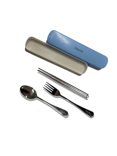 Dakylur Chopstick cases Portable Utensils Set, 4pcs Reusable Silverware for Lunch Camping School Picnic Workplace Travel, Lunch Box Includ Chopsticks Spoon Knife,Easy to clean