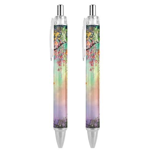 Floral Herbs Weeds Alternative Watercolor Cute Ballpoint Pen Black Point 0.5mm Pen for Men Women Retractable Pens for Writing Comfort