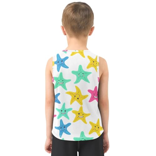 J JOYSAY Cartoon Starfish Happy Boys Tank Top Sleeveless Muscle Shirts Quick Dry Kids T-Shirts 3-15T3